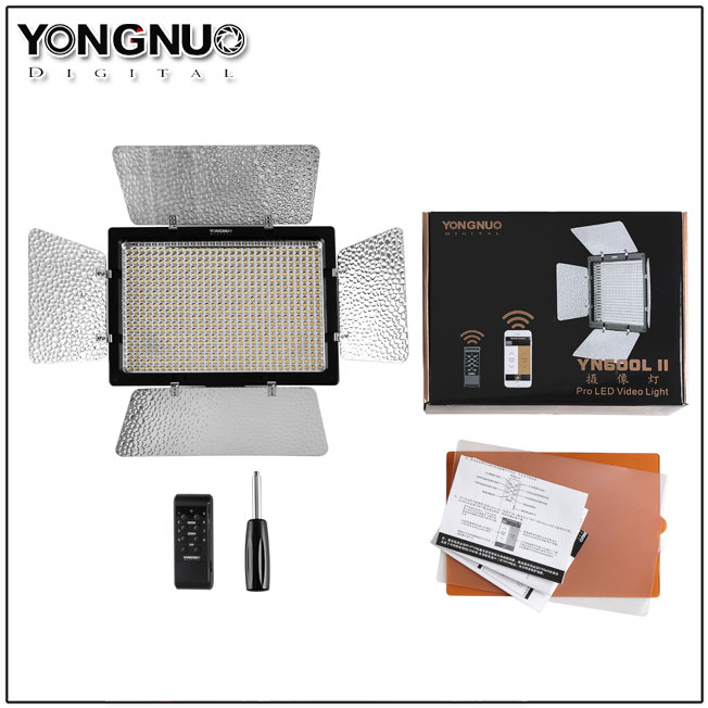 Yongnuo YN600 II YN600L II 5500K LED Video Light + Falcon Eyes AC Adapter Set Support Remote Control by Phone App for Interview