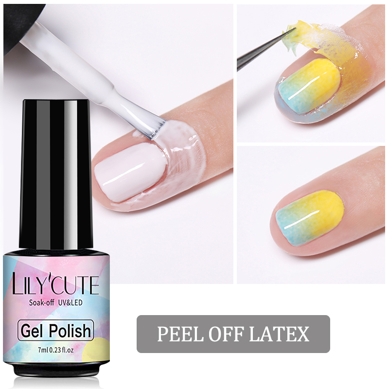 LILYCUTE 7ml Anti-freezing Peel Off Nail Art Latex Liquid With Tweezers Cuticle Nail Skin Protector Nail Polish Nail Art Latex