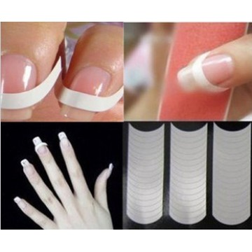 2Packs (96PCS ) White French Manicure Strip Nail Art Form Fringe Guides Sticker DIY Line Tips