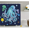 Cute Octopus with Tentacles 3D Printed Waterproof Screen Polyester Fabric Sea Animal Washable Shower Curtain Dorm for Home Decor