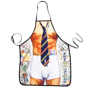 Novelty Cooking Kitchen Apron Sexy Business Man Printed Apron Cooking Grilling BBQ Apron