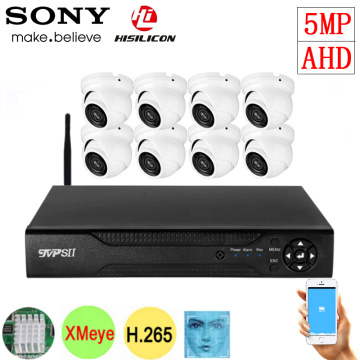 Face Detection 5MP 4CH 8CH 8 Channel Xmeye H.265+ Waterproof IP66 Mini White Black Security Dome AHD CCTV Camera Kits System
