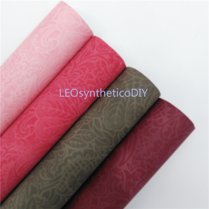 1PC 21X29CM Flowers Embossed Faux Leather Fabric, Synthetic Leather Fabric Sheets,Leather For Making Bows LEOsyntheticoDIY S141E