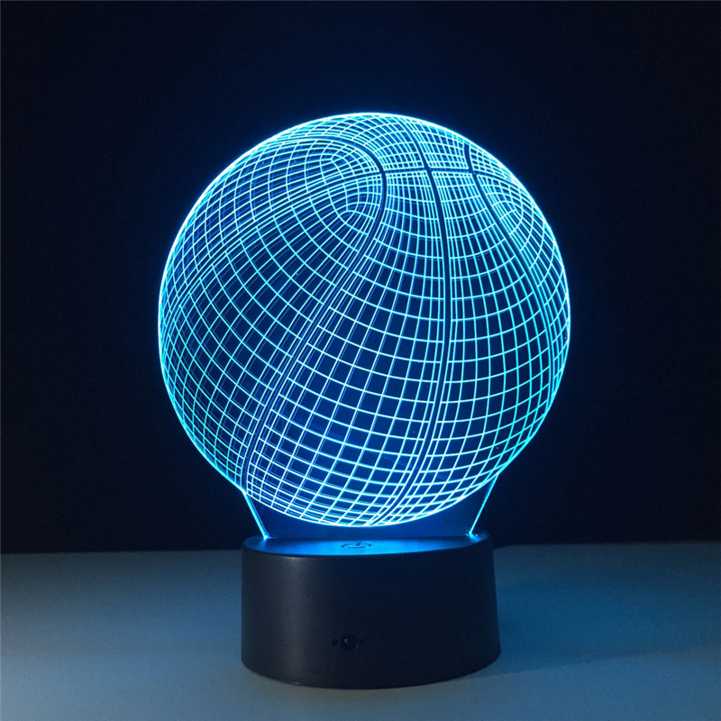 Basketball 3D Night Lights USB LED Lights Visual Lights 7 Colors Remote Control Table Lamp Atmosphere Lamp Kid Birthday Gift