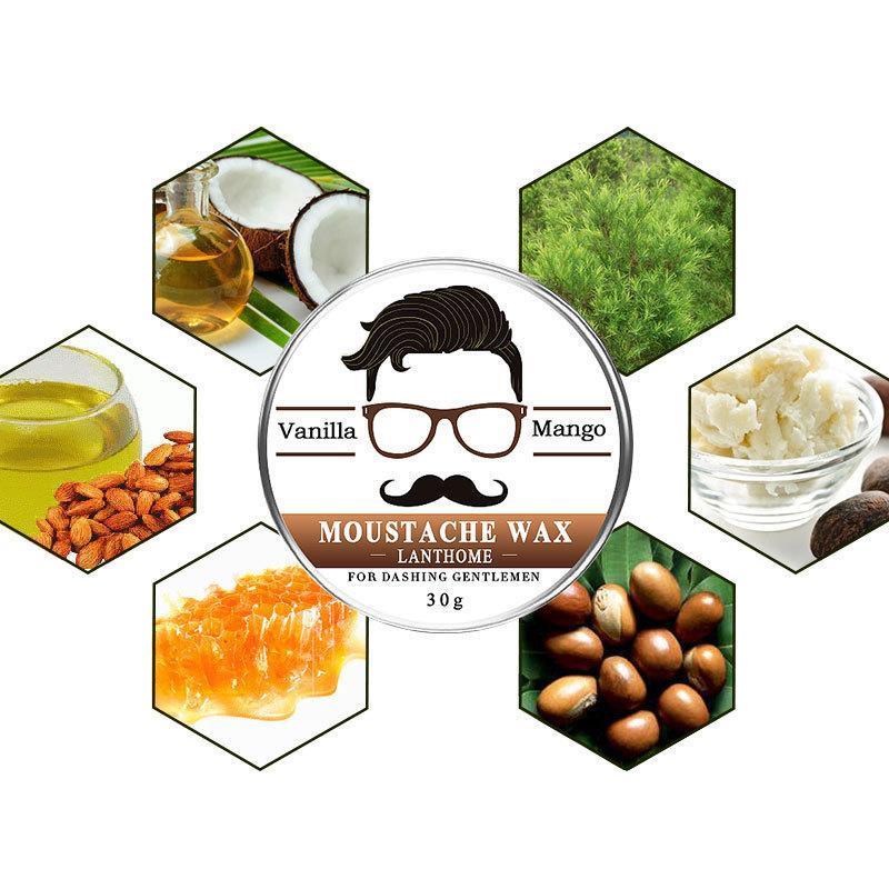 Natural Conditioning Softener Beeswax Moustache Wax 30g Beard Balm Beard Conditioner Leave in Styling Aftershave For Men