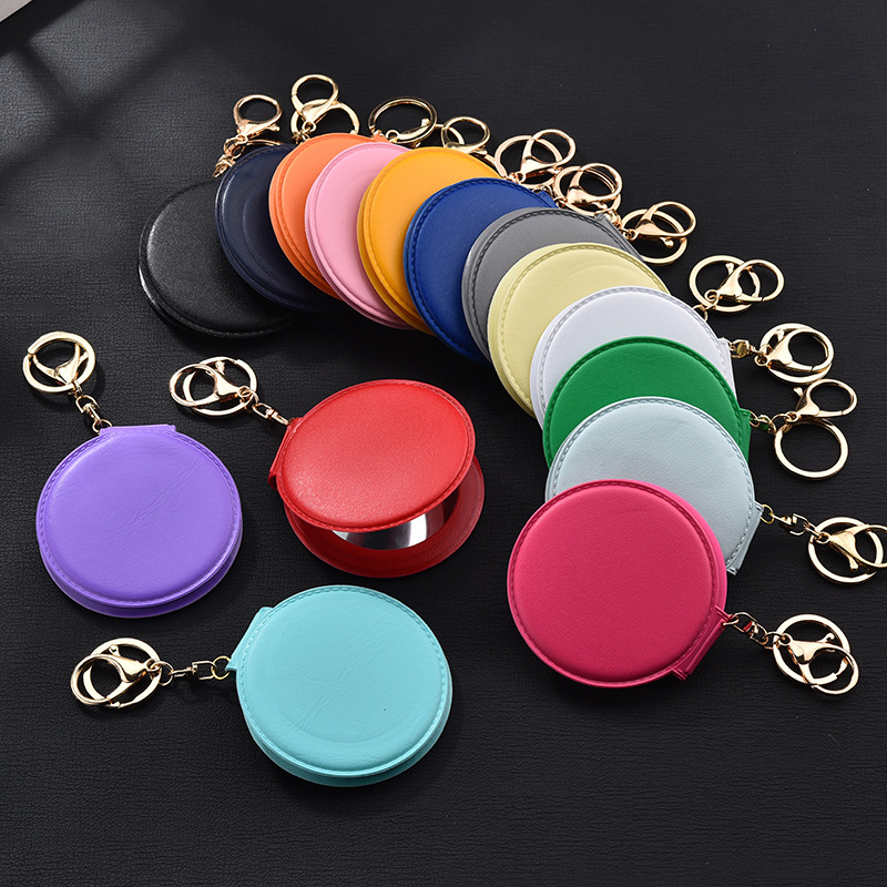Keychain Mirror PU Leather Key Chain Car Bag Key Ring For Women Jewelry Gift for Wallets Holder Key Case Pouch Accessories