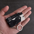 Mini Folding Outdoor tools Can Hold The Key Chain Of The Rubber Band Gun Six Bursts Made All Metal Guns Shooting Toy Gifts Boys