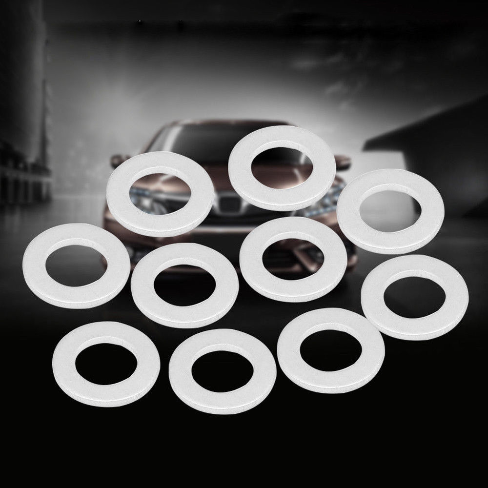 Aluminum Oil Pan Gaskets Sump Nut Drain Oil Plug Engine Oil Pan Drain Plug Crush Washer Gaskets 10Pcs/set