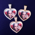 Custom Made Photo Heart Medallions Necklace & Pendant Solid back Gold Color AAA Zircon Men's Hip hop Jewelry