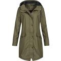 Women Rain Jacket Hooded Coat with Pockets Outdoors Ladies Waterproof Windbreaker Lightweight Hooded Raincoat S-5XL