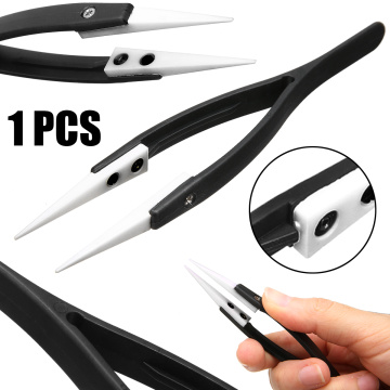 1pc Heat Resistant Ceramic Tipped Tweezer Plastic Fine Pointed Tips Tweezers For SMD