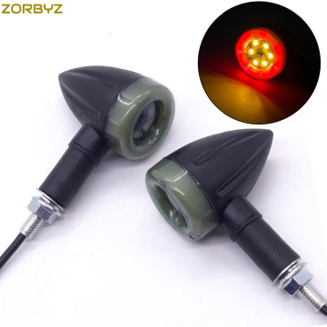 ZORBYZ 2X Universal Black Motorcycle LED Amber Lamp Turn Signal Rear Brake lights Indicators