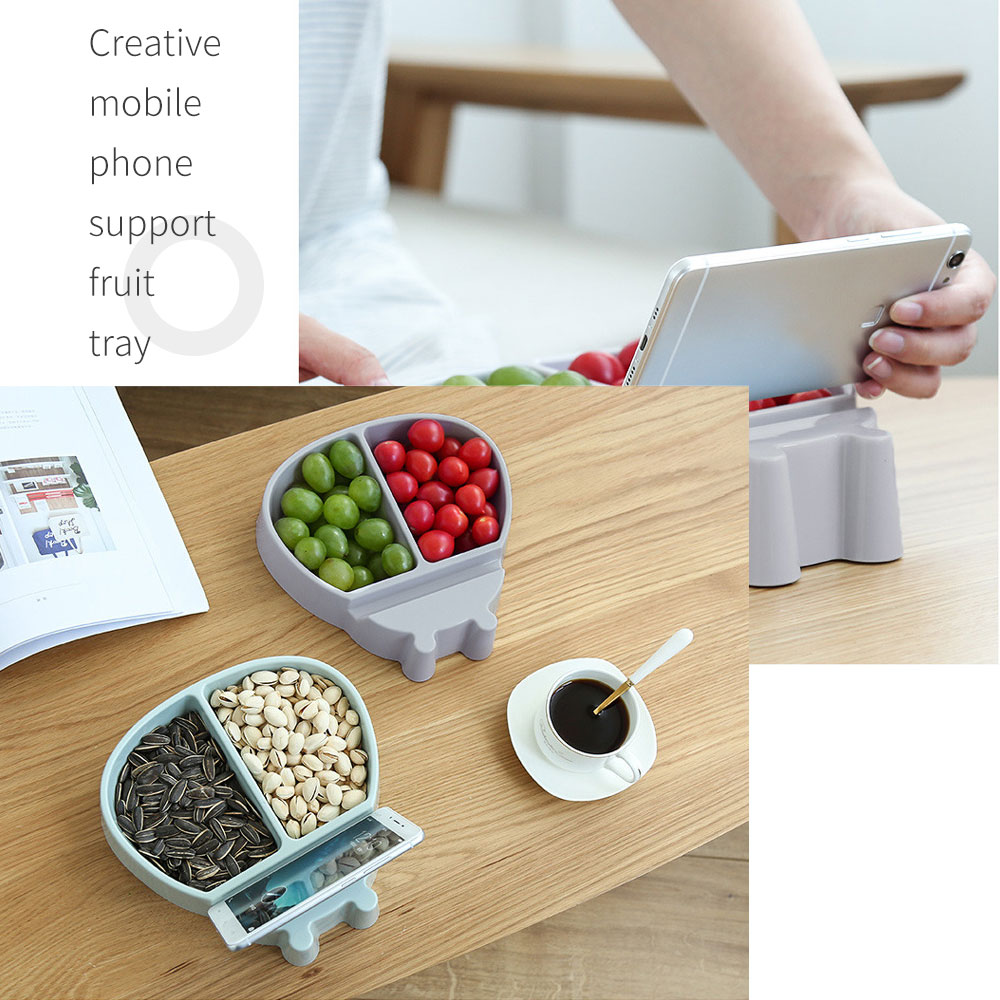 Modern Living Room Creative Lazy Snack Bowl Plastic Double Grid Snack Storage Box Fruit Plate And Mobile Phone Stand Artifact