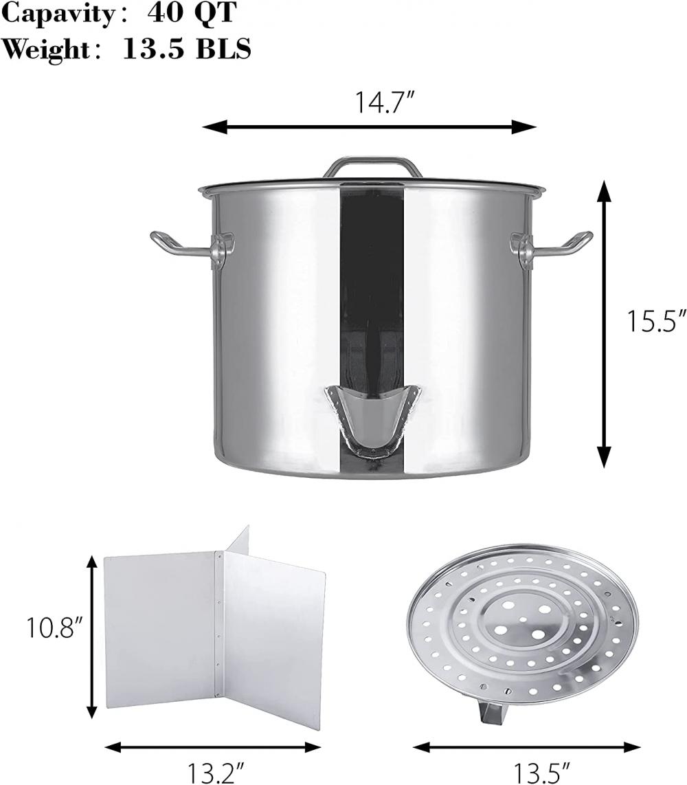 40QT Stainless Steel Tamale Steamer Pot