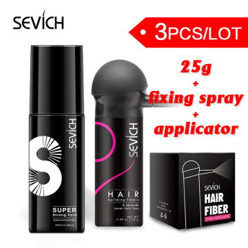 Sevich 3pcs/lot Hair spray 100ml + hair building fiber powders 25g gel +special nozzle applicator pump styling hair loss product