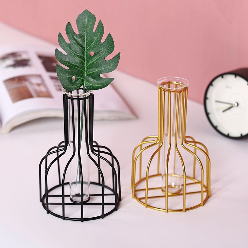 Nordic Simple Flower Stand Iron Frame Vase Simple Family Flower Rack Bottle Ornament Christmas Decoration Pot Holder jarrones