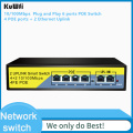 KuWFi 10 Port Switch,8POE and 2 Uplink , 802.3af/at, 120W Built-in Power, Vlan Up to 250m, Metal Plug & Play Network Switch