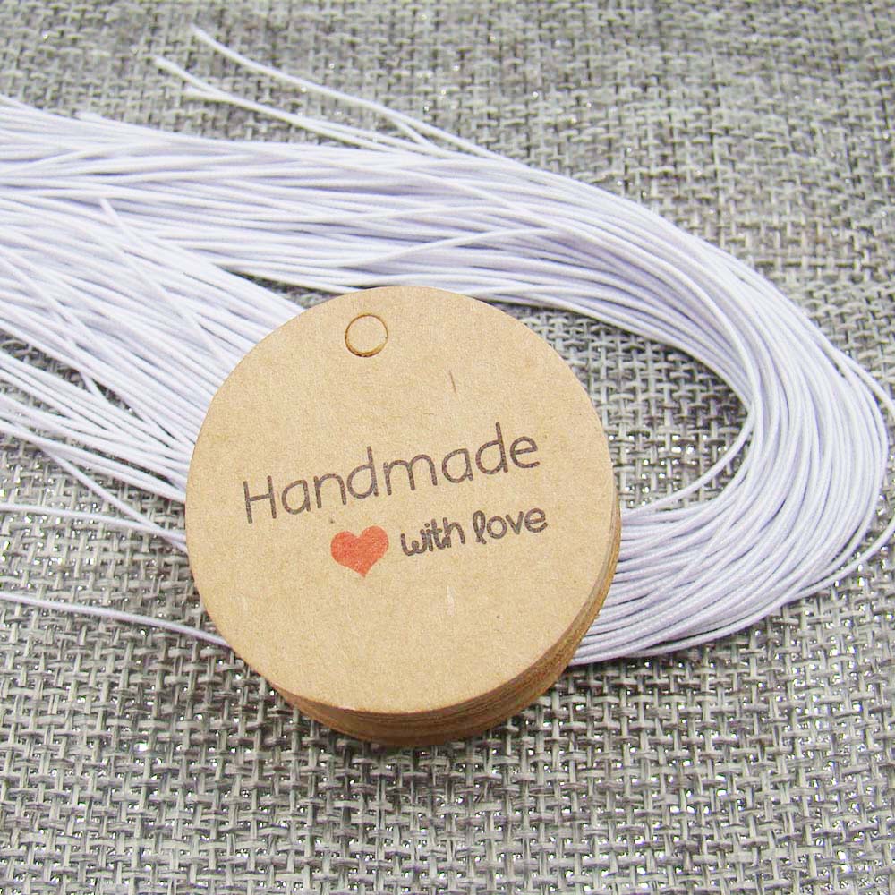 1.18*1.18inch 200pcs white swing gift paper tags with string wedding round handmade with love label luggage tag with string