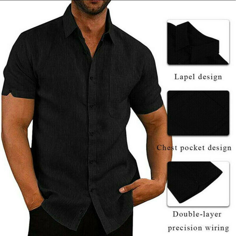 Summer Casual Shirts for Men Short Sleeve Linen cotton Shirt Masculina Camisa Slim Fit Male Blouse Homme Chemise Plus Size Men