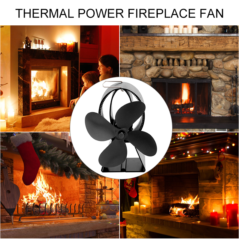 Dropship Ultra Quiet 4 Blade Heat Powered Stove Fan Wood Log Burner Self-powered Safety Design Stove Fan Not Deform Home Tool