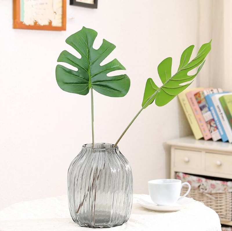 1Pc Large Vivid Plastic Artificial Palm tree Monstera leaf greenery plant branch flores Home wedding decoration tropical Leaves