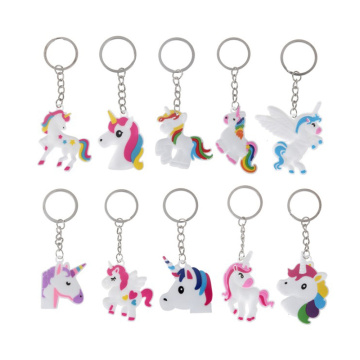 Fashion DIY Cute Fairytale PVC Unicorn Keychain Multi-style Horse Key Rings Holder Alloy Key Chain For Woman Girls Gift Jewelry