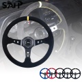 Universal 14 inch 350mm Suede/PVC Car Racing Steering wheels Deep Corn Drifting Sport Steering Wheel With Logo