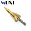 Titanium Coated Spiral Step Drill Bit Set 4-12/4-20/4-32mm 1/4-Inch hex Shank Drive Quick Change Woodworking Punching Tools
