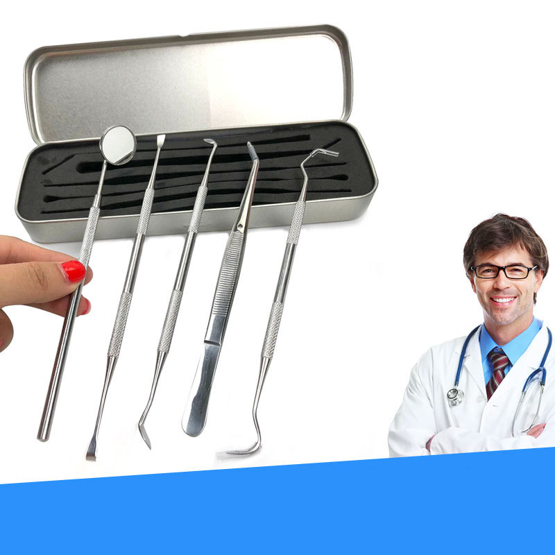 Double Ends Cleaning Hygienic Probe Hook Sticks Mirror for Teeth Stainless Steel Dental Tools Products with Cake