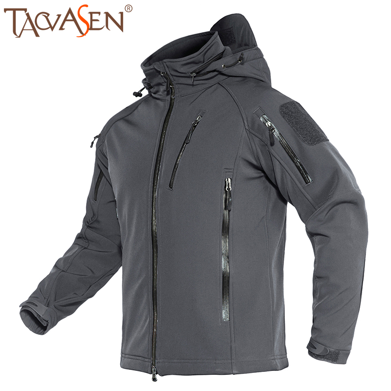 TACVASEN Men's Tactical Jacket Winter Sports Hiking Skiing Windproof Fleece Lined Army Coats Multi-Pockets Outdoor Jackets M-4XL