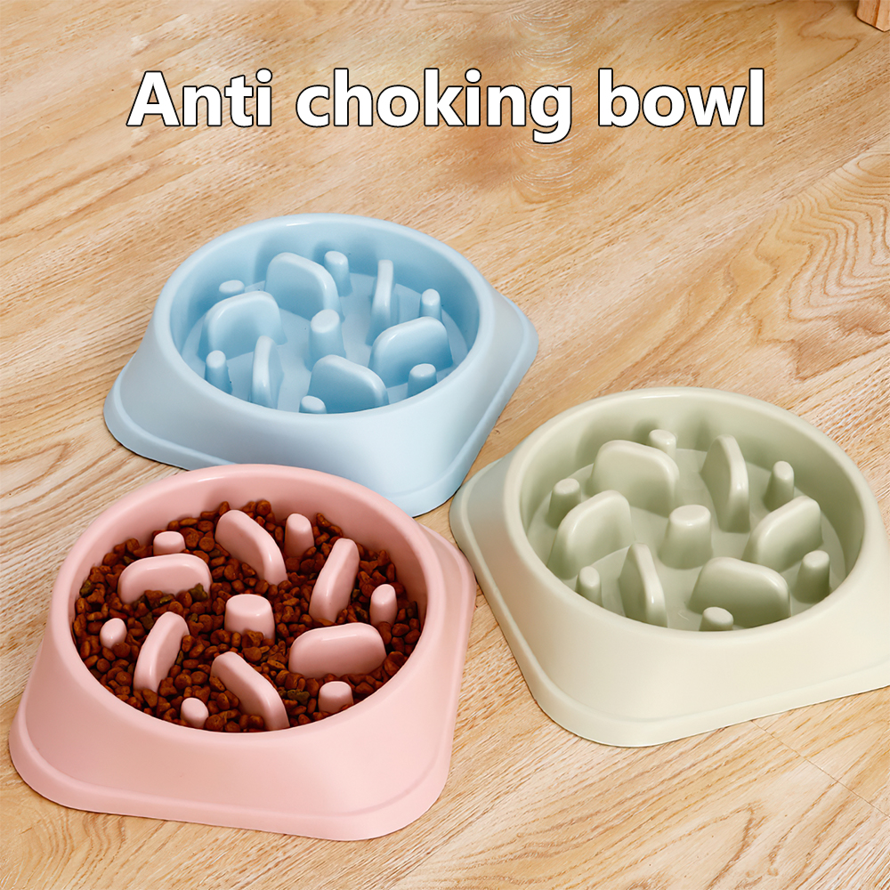 Pet Dog Bowl Slow Feeder Cat Eating Training Bowl Anti Gulping Feeder Bowl Plastic Non-Slip Food Plate