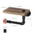 Industrial Wall Mounted Tissue Holder with Wooden Shelf