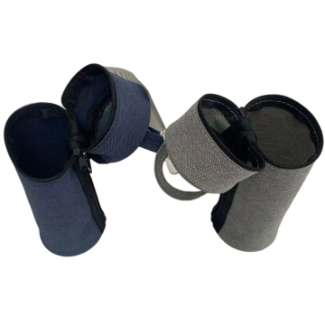 Dual Zipper Snowflake Fabric Cylindrical Pencil Holder