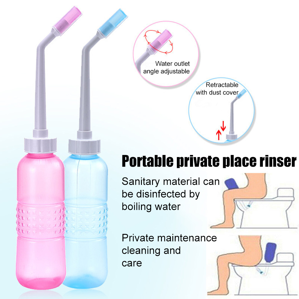 560ml Women Portable Bidet Sprayer Bidets Seat Personal Care Outdoor Camping Emergency Water Bottle Long Spout Rotatable Nozzle