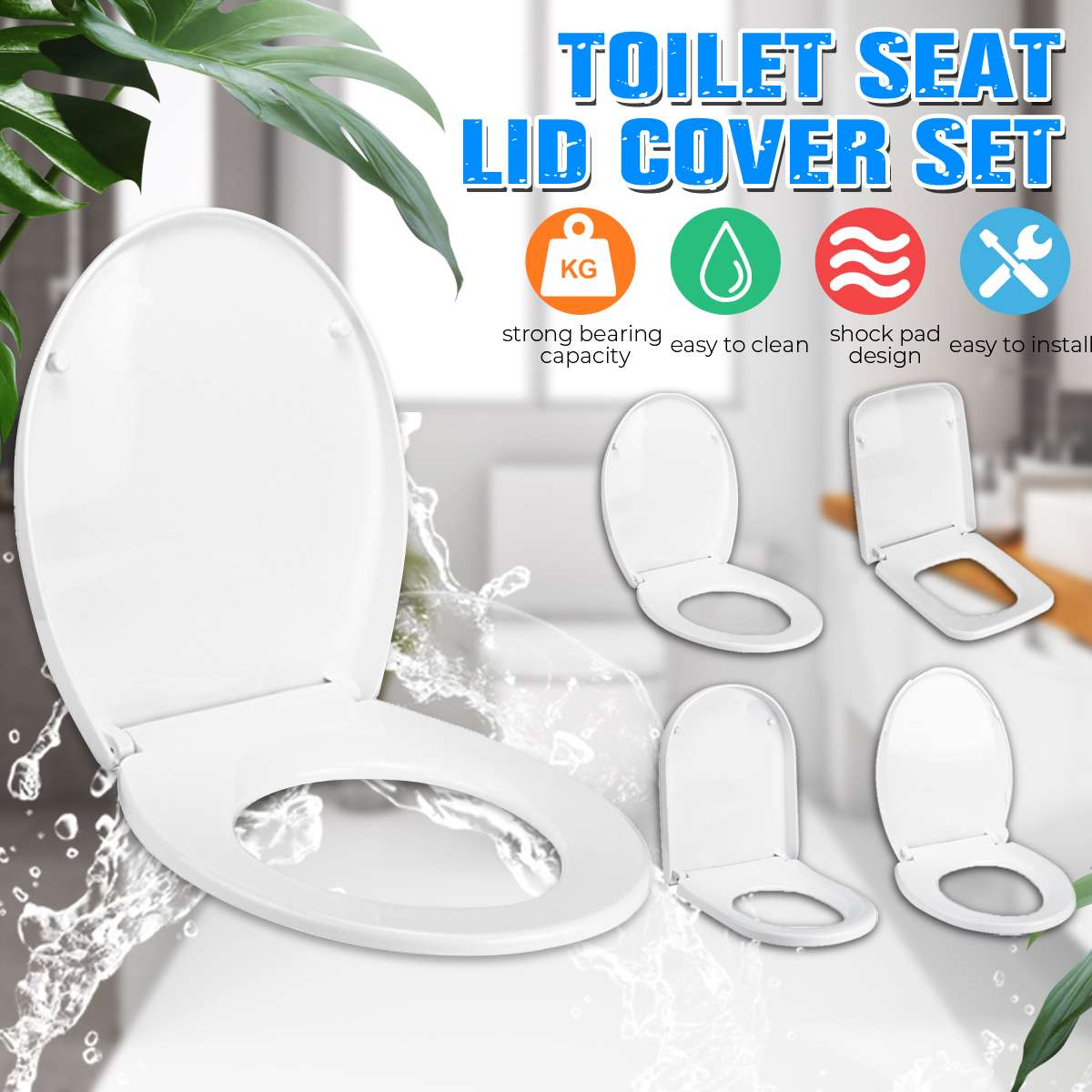 Universal Toilet Seat Cover Plate Slow Down Toilet Seats Lid U-shape V-shape O-shape Thickened Vintage Toilet Seat Accessories