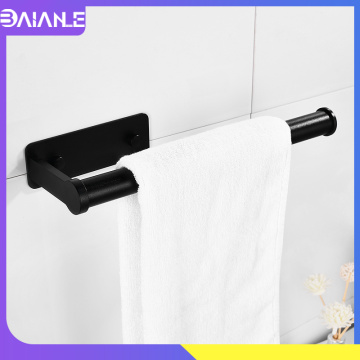 Bathroom Towel Bar Black Aluminum Towel Rack Hanging Holder Wall Mounted Multipurpose Vertical Paper Towel Holders for Kitchen