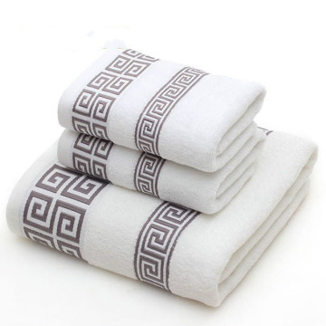 Cotton Towel Set for Adults 2 Face Hand Towel 1 Bath Towel Bathroom Solid Color Blue White Terry Washcloth Travel Sports Towels