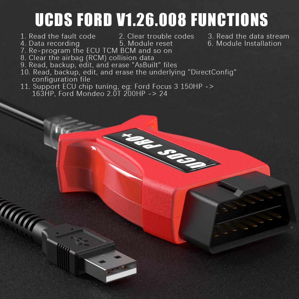 UCDS Pro+ FOCOM for Ford UCDSYS with UCDS V1.26.008 Full License Software Diagnostic tool support odometer correction/program