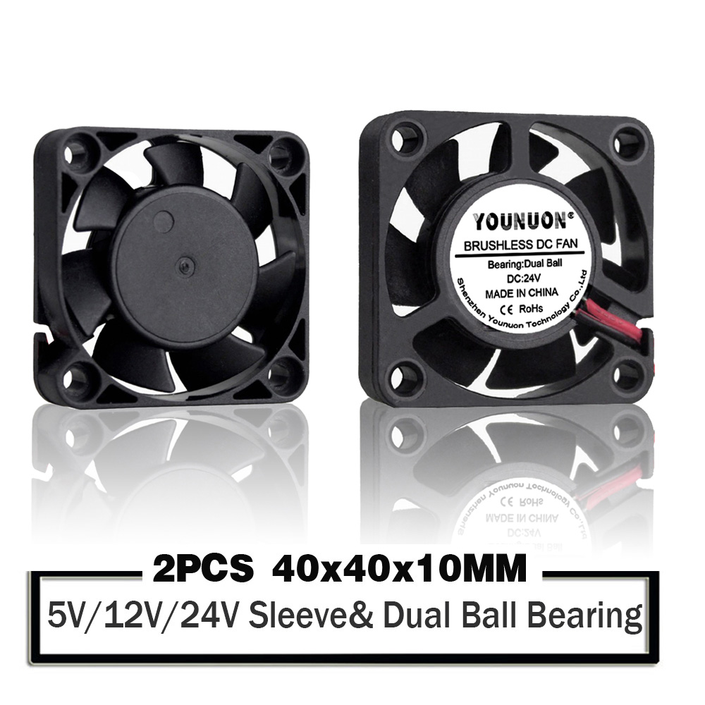 2 Pieces 5V 12V 24V 4010 40mm Cooling Fan 3D Printer Cooling Fan DC Brushless Fan Sleeve/Ball Radial Fans 40x40x10mm Fan