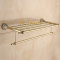 Stainless Steel Wall Mounted Gold Color Bath Towel Rack Active Bathroom Towel Holder Double Towel Shelf Bathroom Accessories