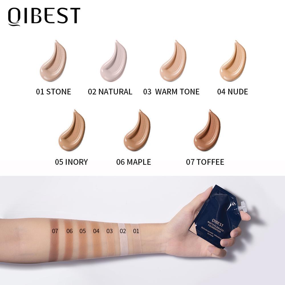 QIBEST Foundation Cream Matte Liquid Foundation Full Coverage Mini Base Makeup Brighten Contour Face Base Foundation Makeup