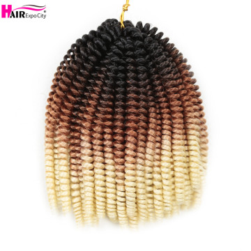 8Inch Spring Twist Crochet Hair Synthetic Twist Braids Hair Ombre Braiding Hair Extensions Afro Fluffy 30Roots Hair Expo City