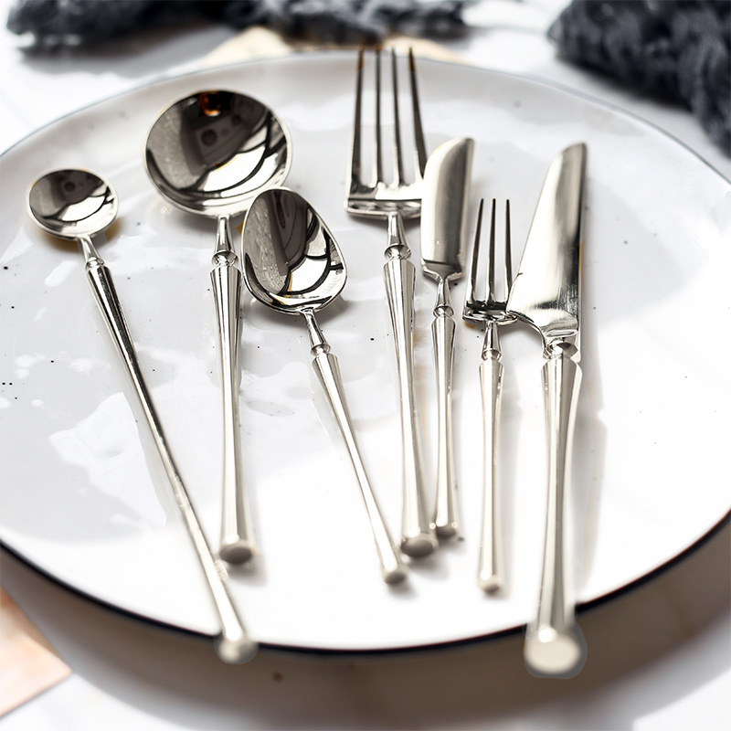 Mirror Dinner Knife Fork Spoon 304 Stainless Steel Dinnerware Set Unique Luxury Cutlery Silverware Tableware Set Dishwasher Safe