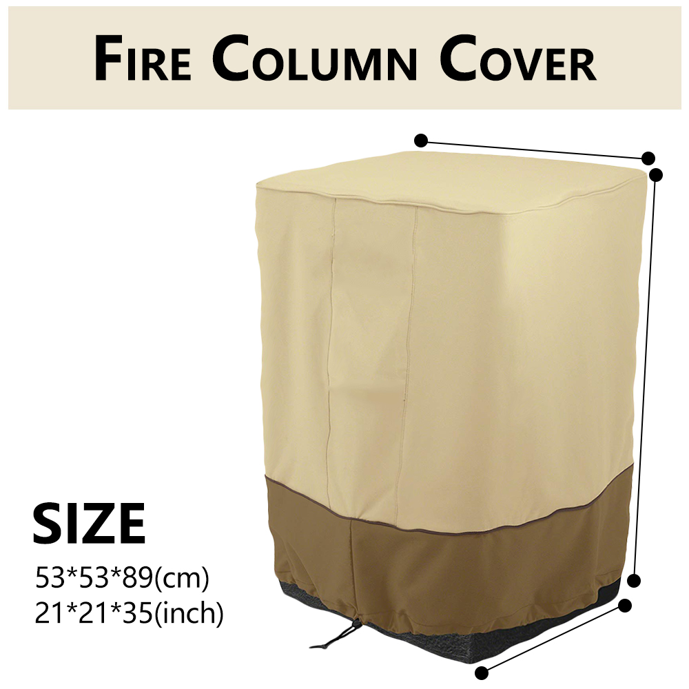 Patio Furniture Cover Outdoor Yard Garden Fire Column Cover Waterproof Oxford Cloth Sun Protection Cover Foldable Drawstring