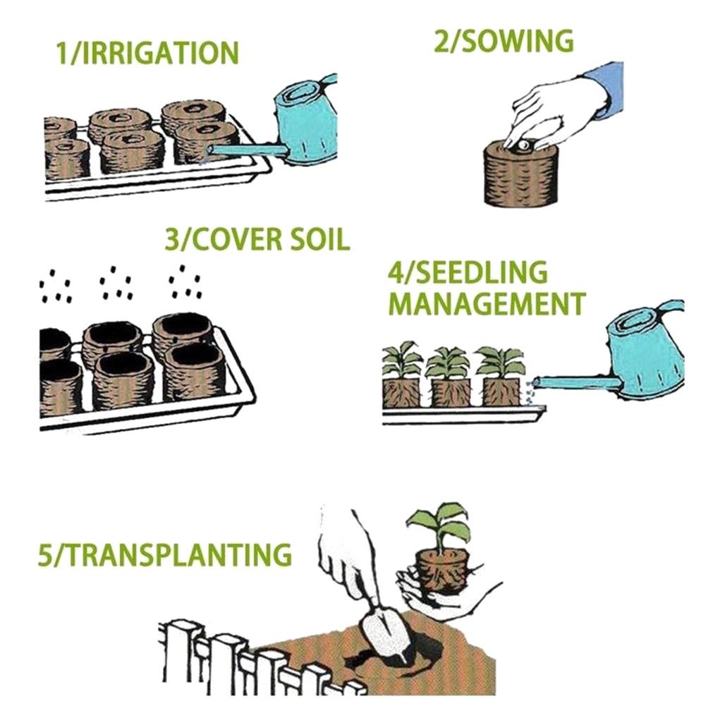 30mm Nutrient Soil Block Jiffy Peat Pellets Grain Starting Plugs Pallet POE Seed Starting Plugs Pallet Seedling Soil 1/5/10pcs