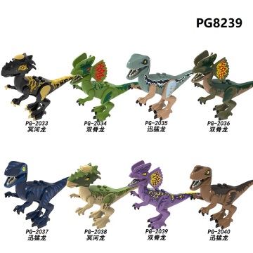 Single Sale Building Blocks Dinosaurs Bricks Dilophosaurus Stygimoloch Velociraptor Action Anime For Children Toy Gift PG8239