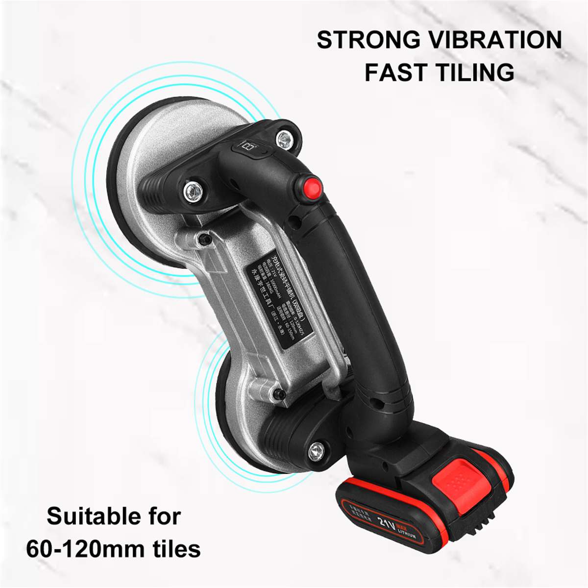 Tiling Tiles Machine 60-120mm Tile Vibrator Suction Cup Adjustable Automatic Floor Vibrator Leveling Tool With Battery 110V-220V