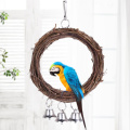 Wooden Parrot Toy Bird Stand Swing Frame Wooden Ring Bird Hanging Bell Toy Bird Supplies Grass Rattan Ring Swing Ring