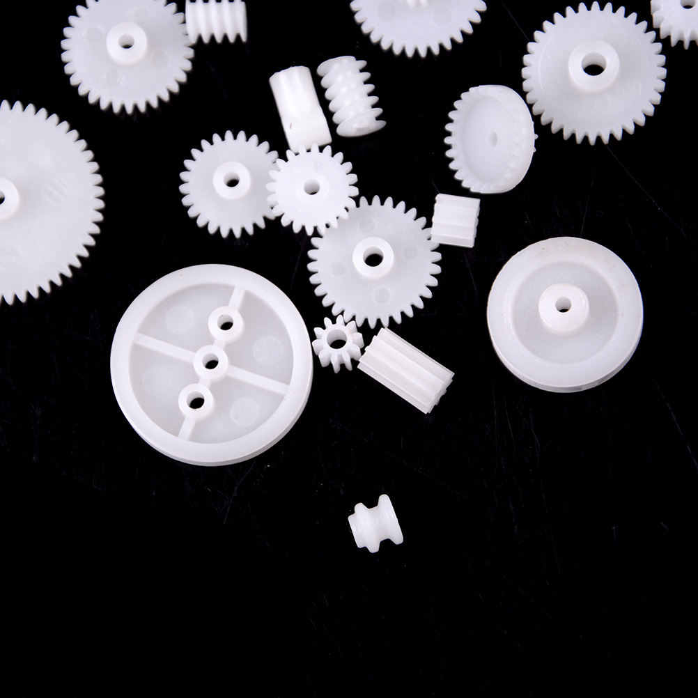 34Pcs Mixed Plastic Gear Motor Gearbox Pulley Worm Gear DIY Robot Toy Car Ship RC Craft Model Child Scientific Repair Tool