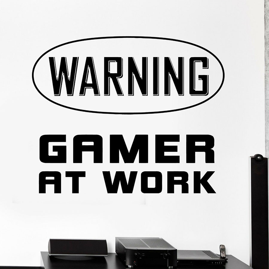 Watning Sign Wall Decal Gaming Warning Gamer At Work Sign Vinyl Decal For Game Room Home Bedroom Living Room Decoration C232